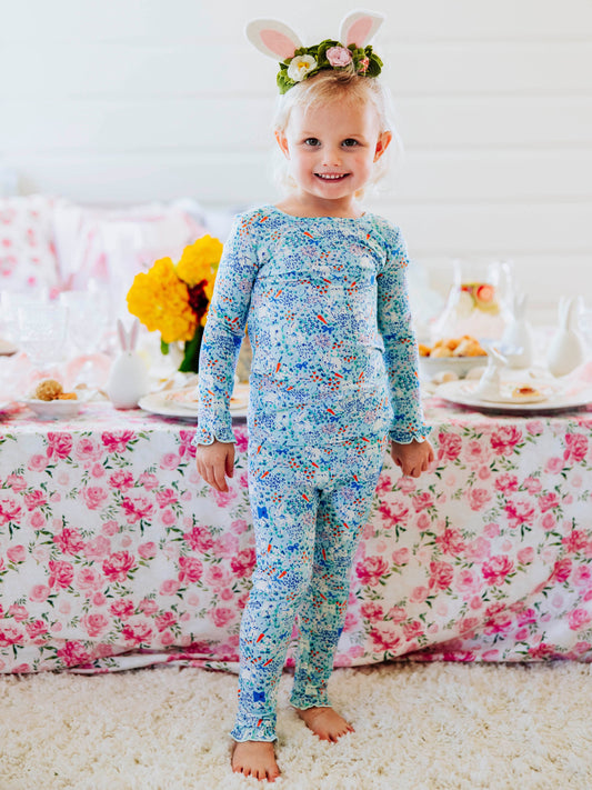 Cloud Fitted Ruffled Pajamas - Bunny Kisses