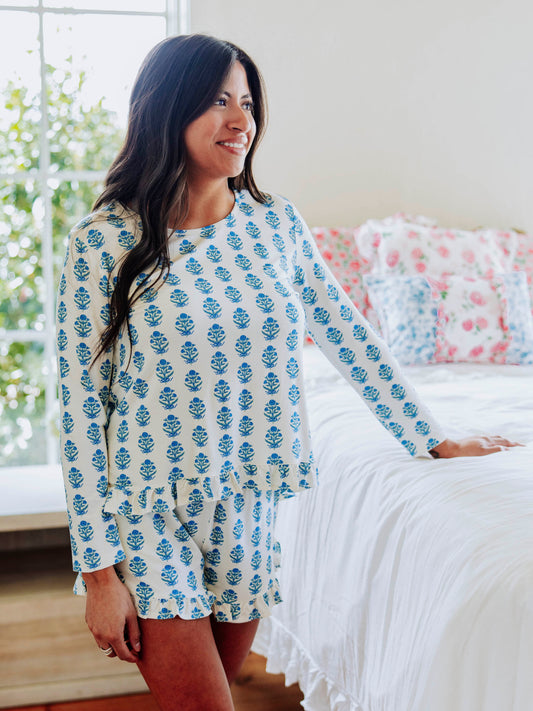 Women's Ruffled Cloud Pajamas - Blue Nostalgia