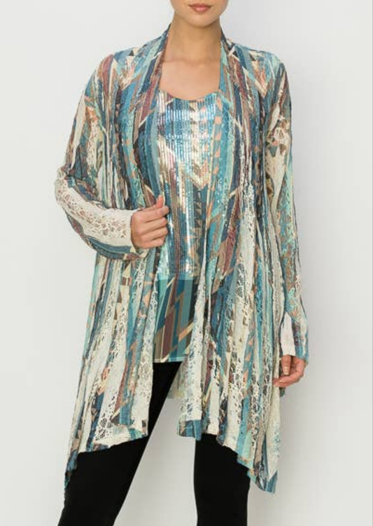 Origami Lace Cardigan in GEO BG-TQ 407-493