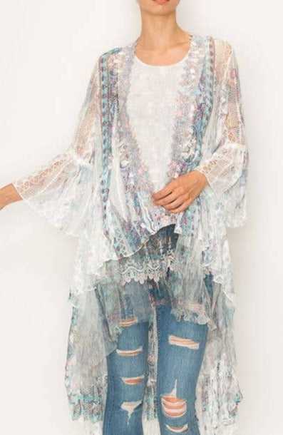 Origami Lace Cardigan 4508 IV/TURQ