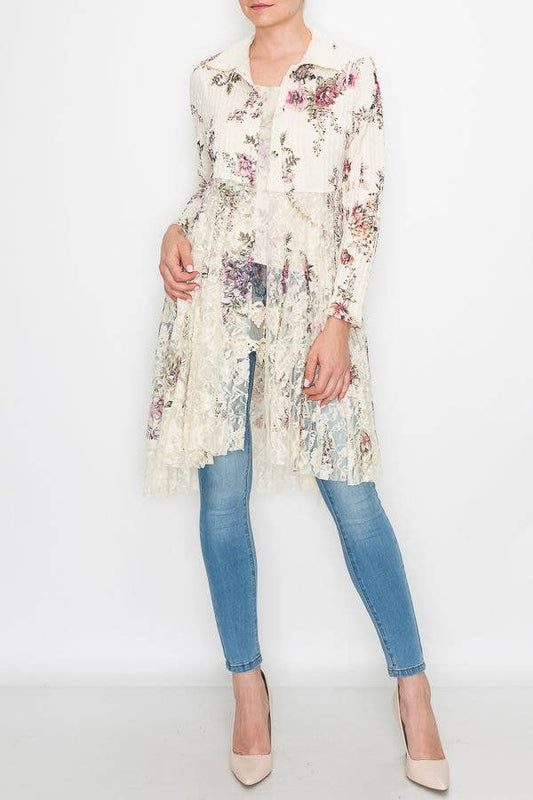 Lace Layer Cardigan 4540 NAT/CH FL